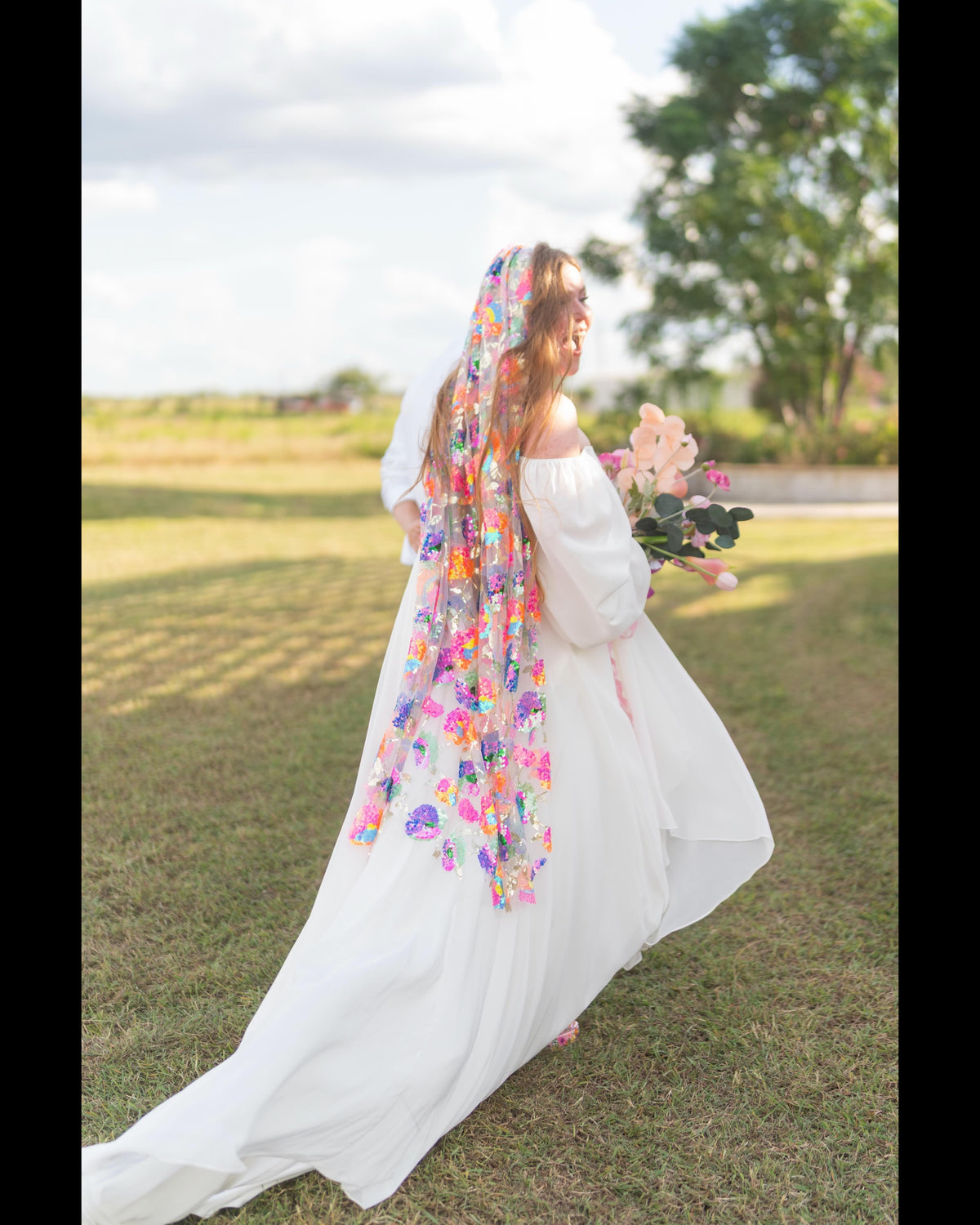 Sparkling Daylight | Floral Sequin Veil