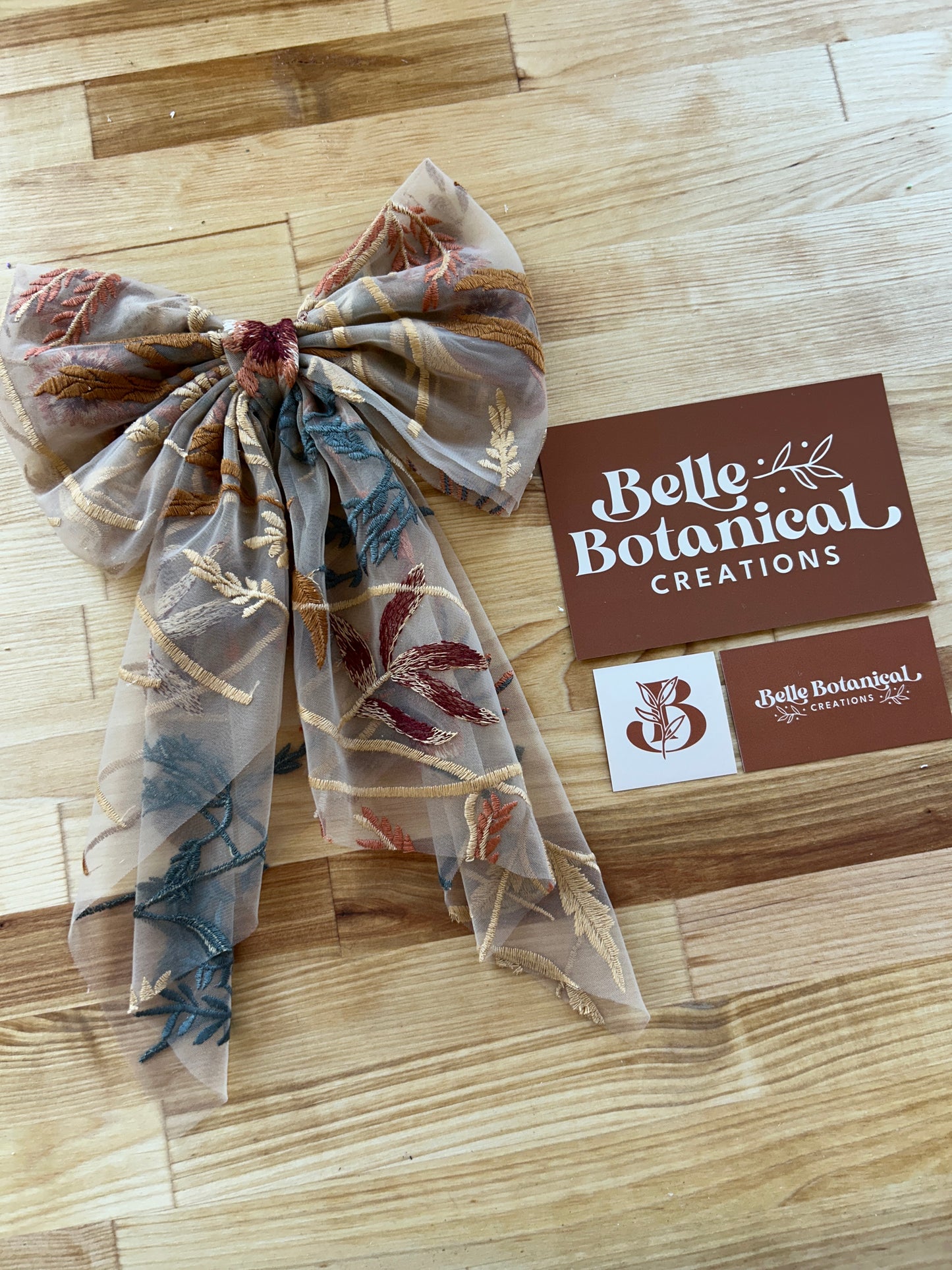 Autumn Leaves Falling Tan | Floral Hair Bow
