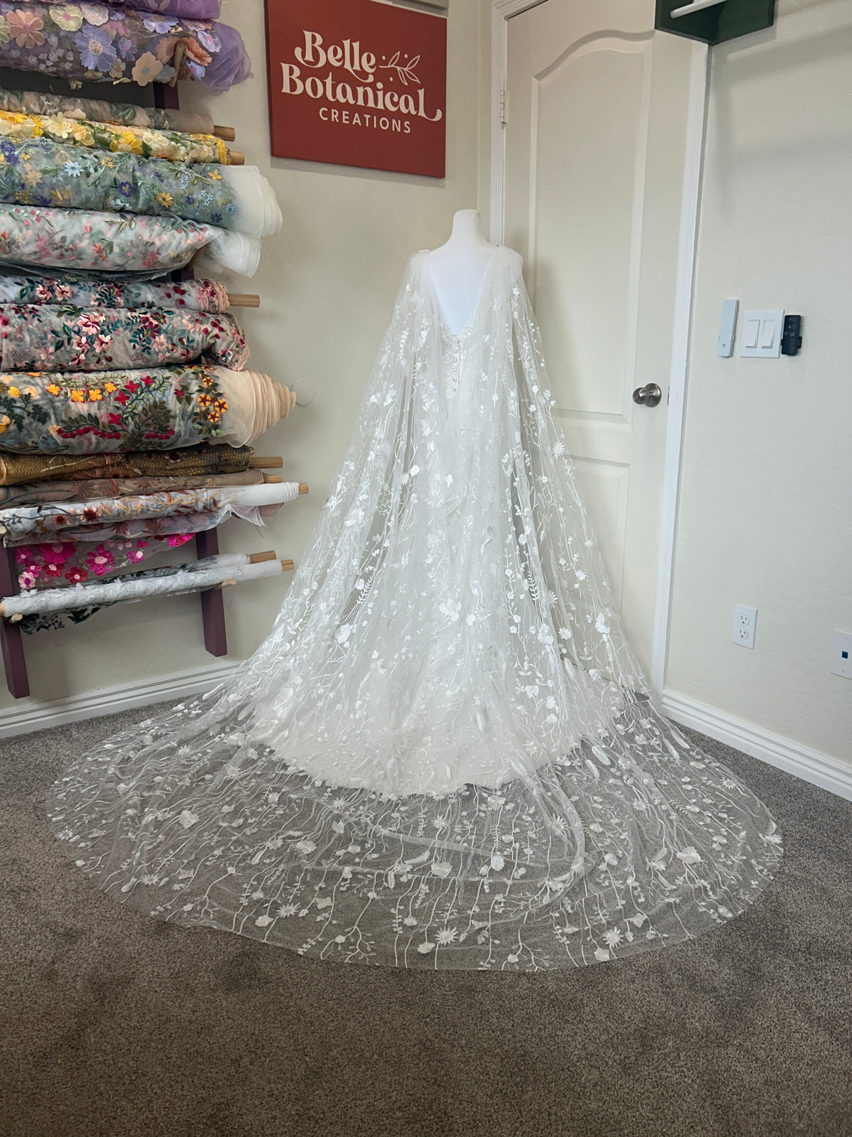 Ivory Wildflower Cape | Floral Wedding Veil