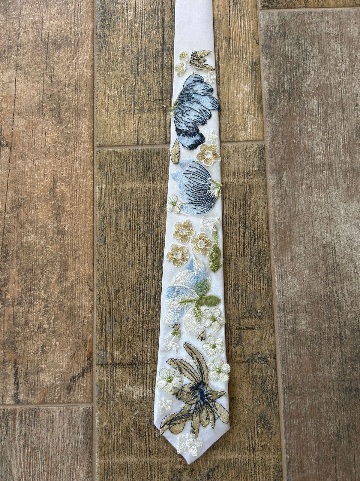 Blue Winter | Floral Embroidery Ties