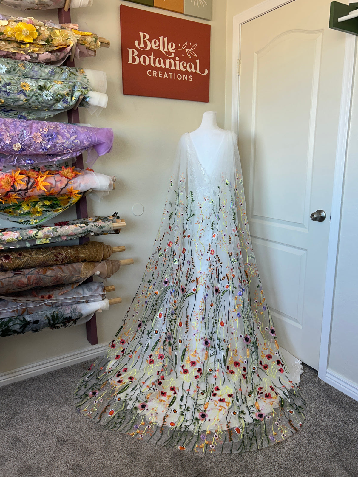 Orange Wildflower Cape | Floral Wedding Veil