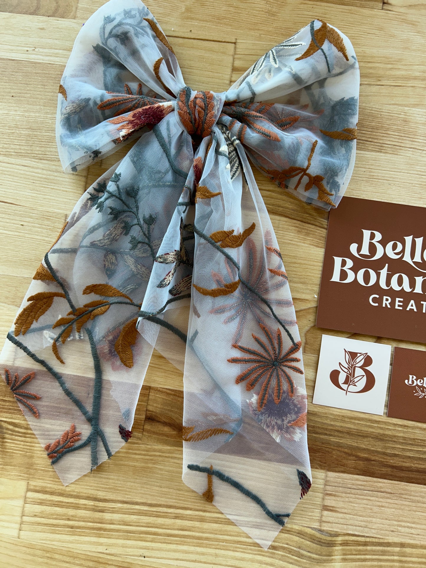 Autumn Leaves Falling White | Floral Hair Bow