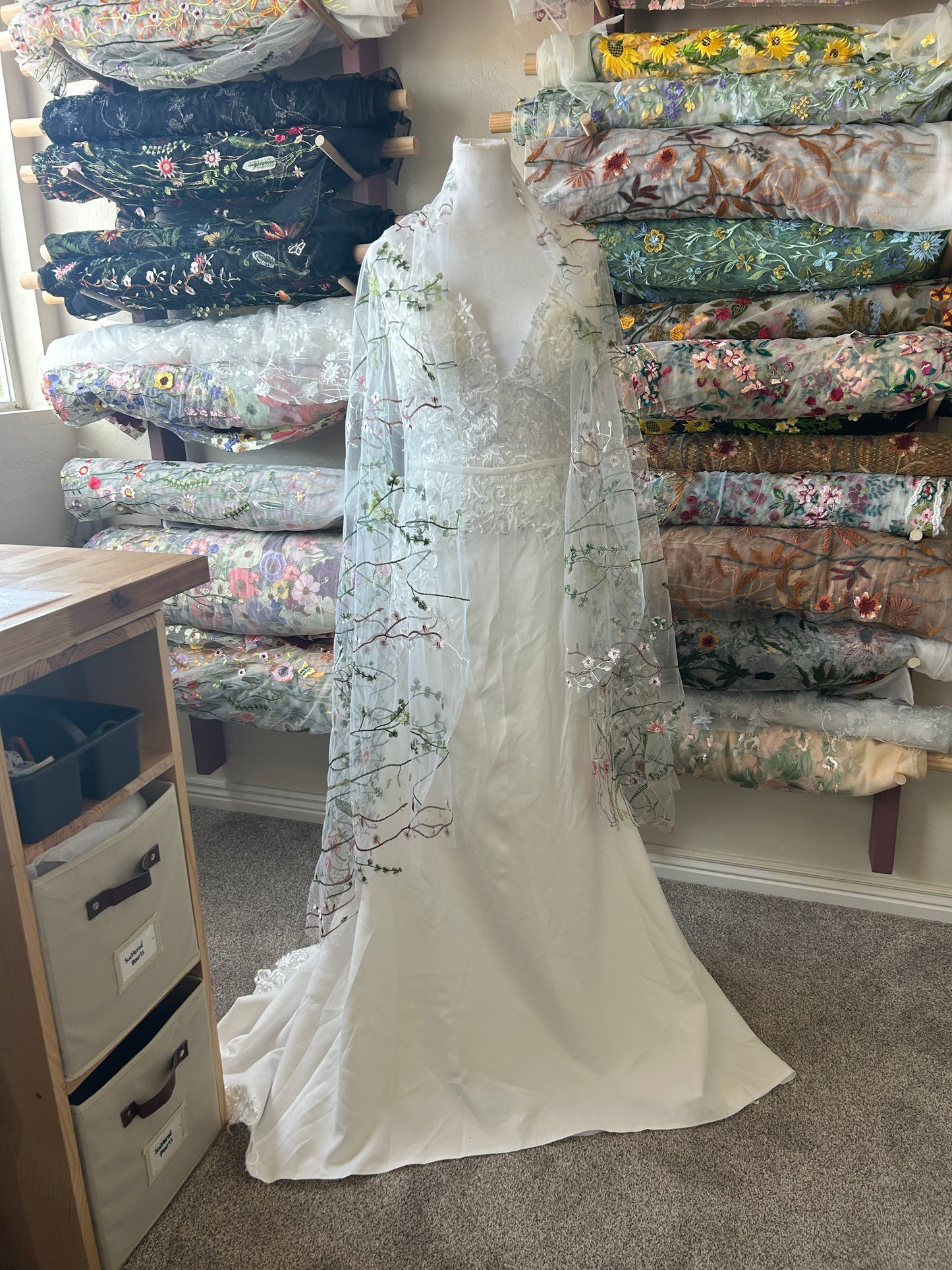 Shawl Cover Up | Floral Embroidery Veil Tulle