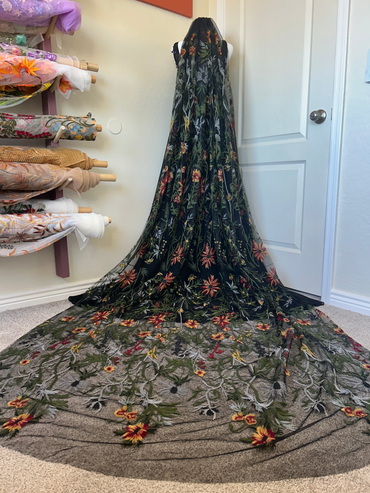 Enchanted Forest | BLACK TULLE | Floral Wedding Veil