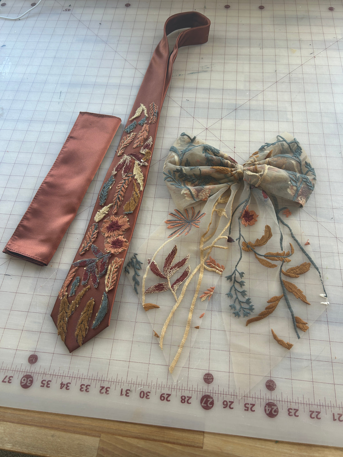 Fall Chair Bows Autumn Leaves Falling Tan | Floral Hair Bow – Belle Botanical Creations LLC