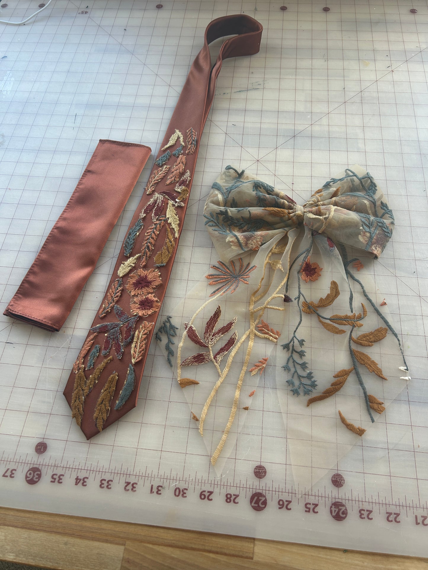 Autumn Leaves Falling Tan | Floral Hair Bow