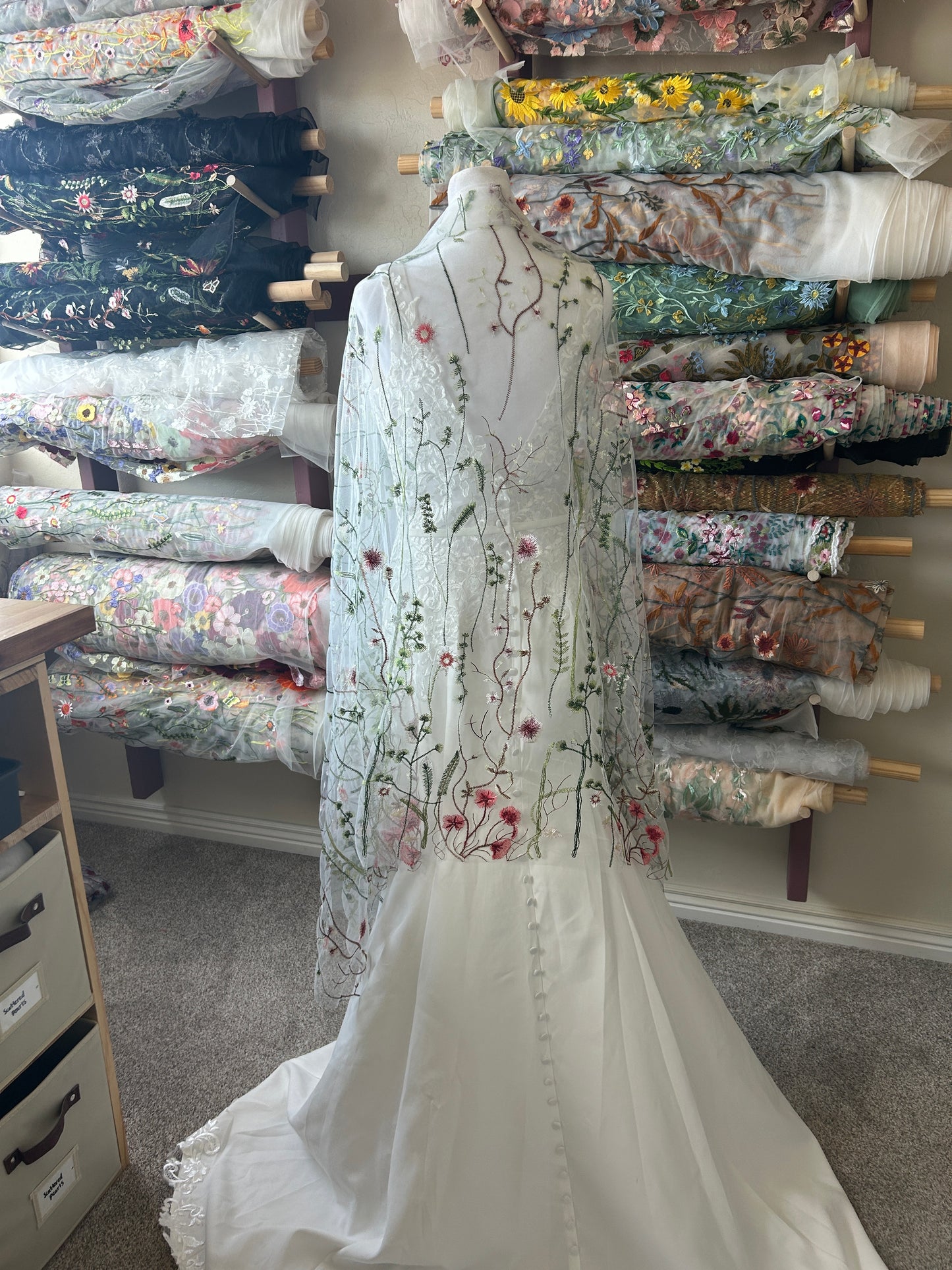 Shawl Cover Up | Floral Embroidery Veil Tulle