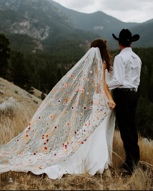 Orange Wildflower | Floral Wedding Veil