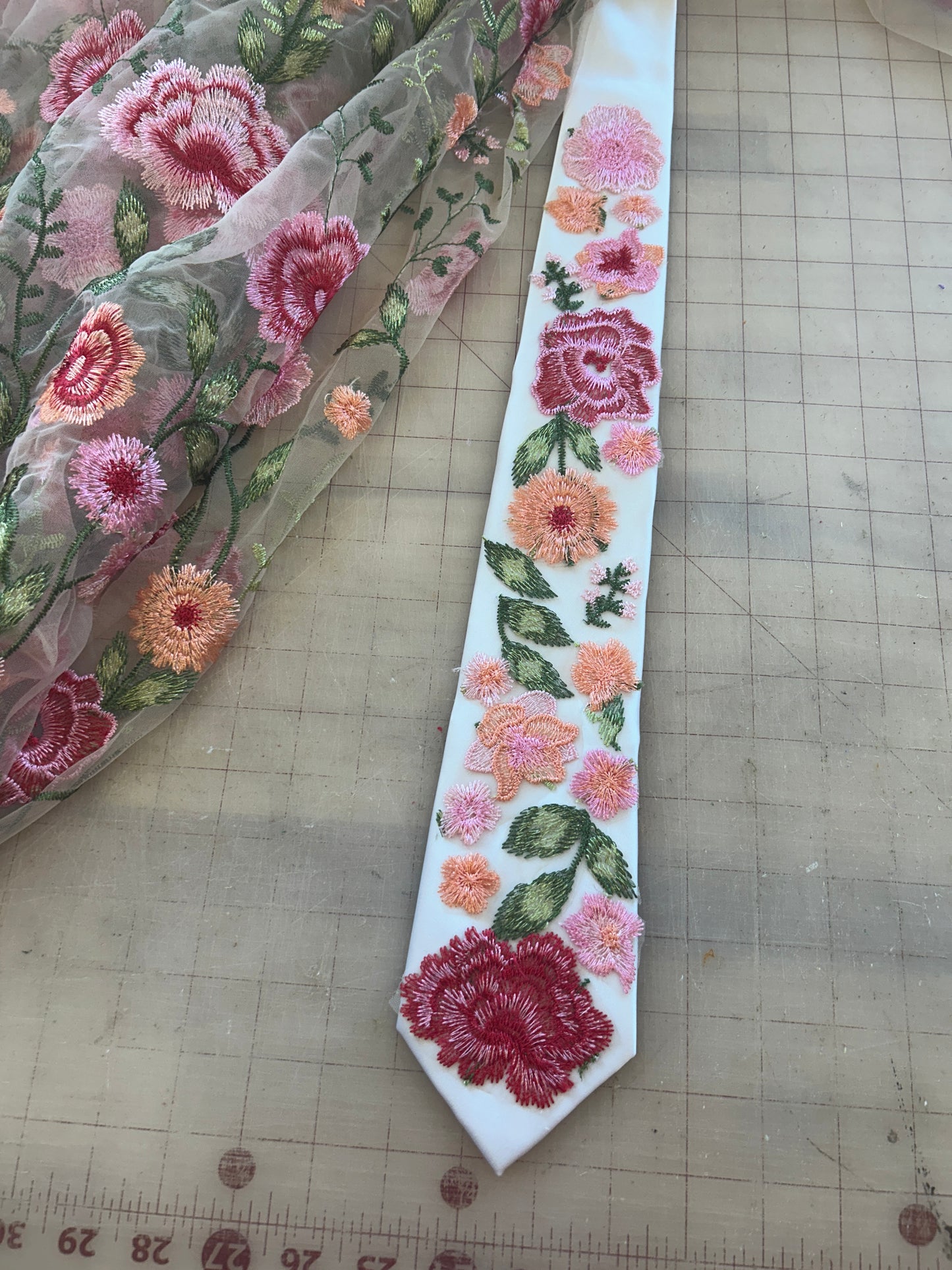 Pink Peachy Rose | Floral Tie