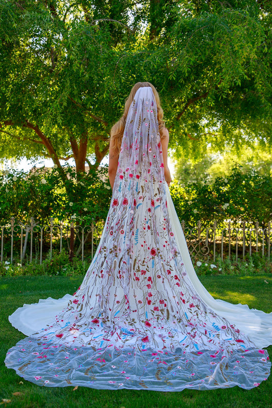 Pink Wildflower | Floral Wedding Veil