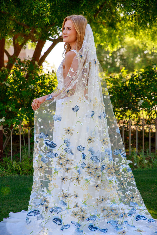 Blue Winter | Floral Wedding Veil