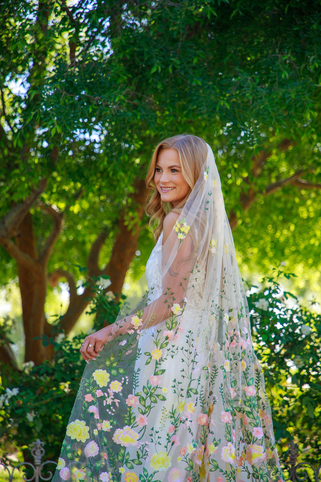 Golden Peachy Rose | Floral Wedding Veil