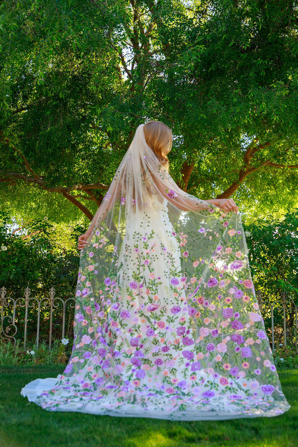 Purple Peachy Rose | Floral Wedding Veil