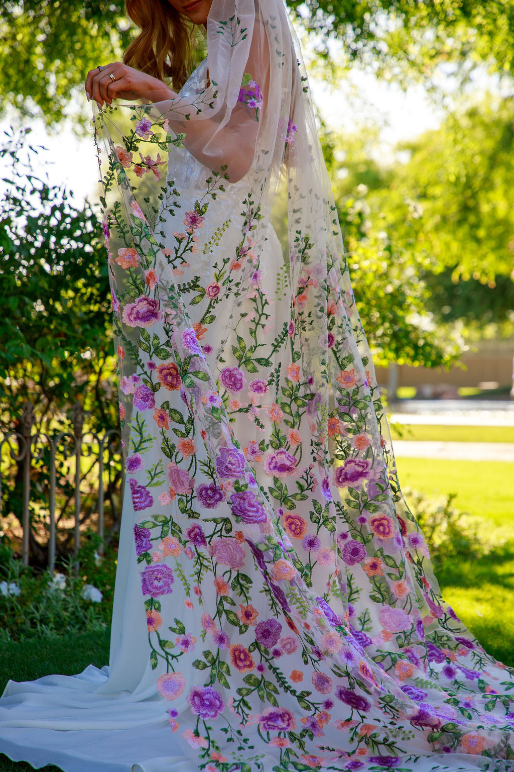Purple Peachy Rose | Floral Wedding Veil