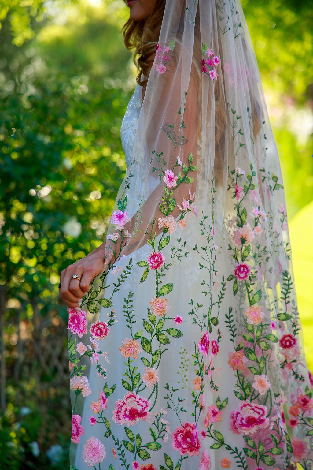 Pink Peachy Rose | Floral Wedding Veil