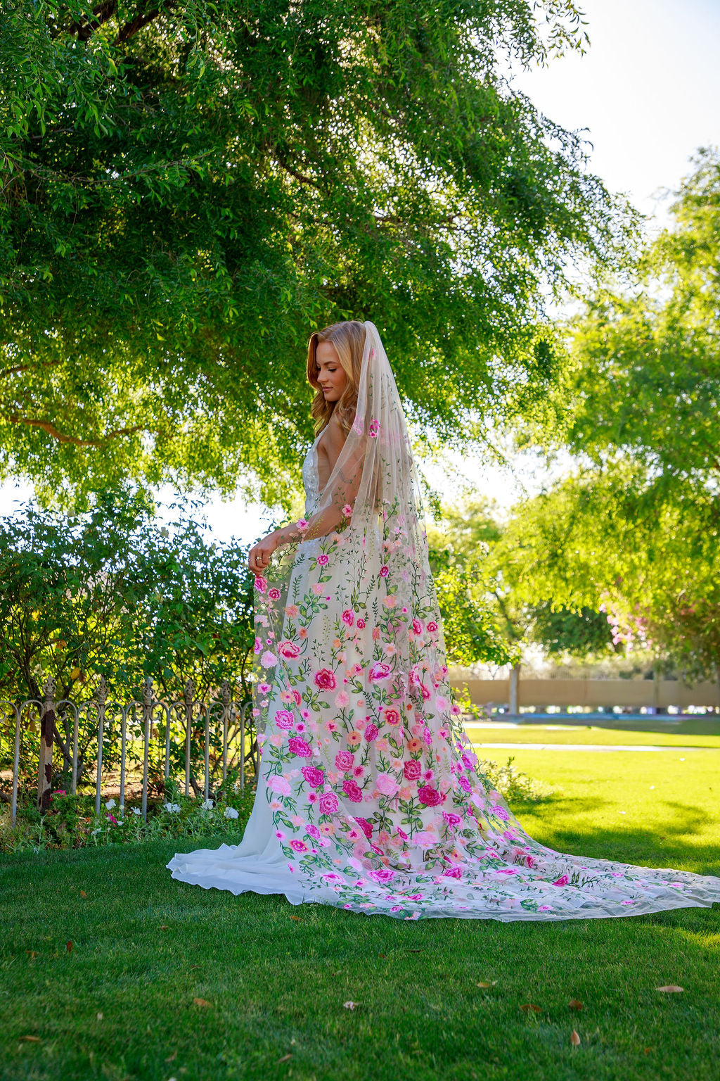 Pink Peachy Rose | Floral Wedding Veil