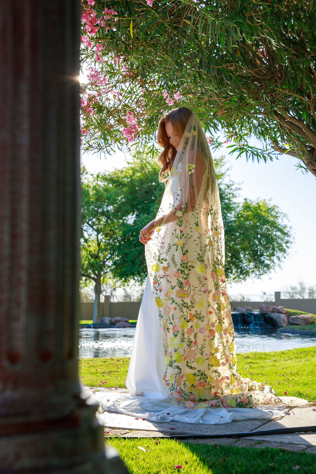 Golden Peachy Rose | Floral Wedding Veil