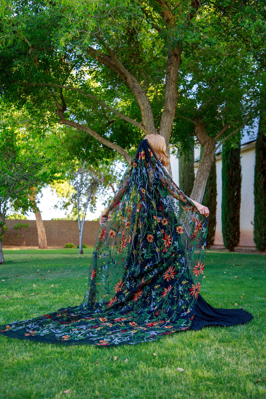 Enchanted Forest | BLACK TULLE | Floral Wedding Veil