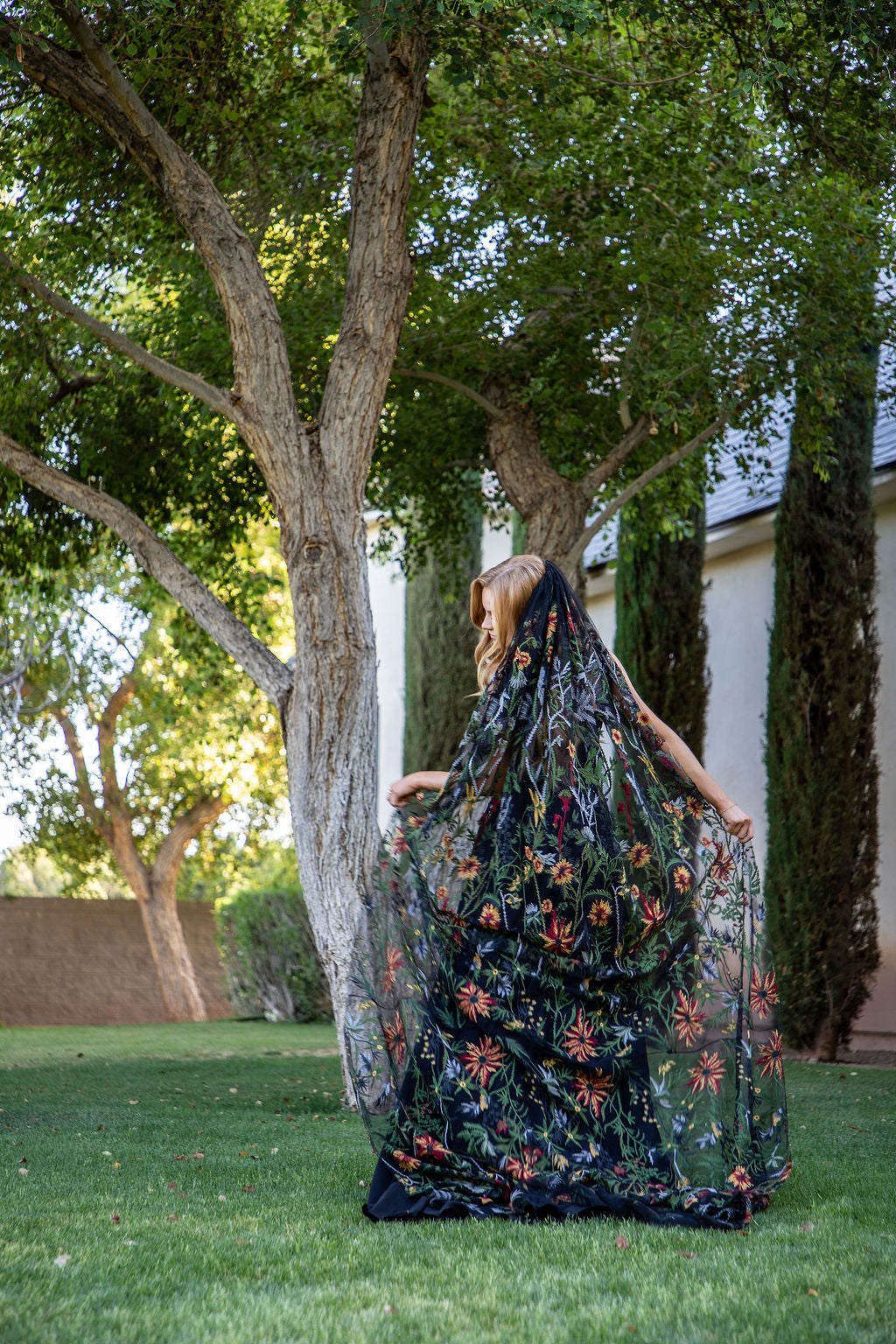 Enchanted Forest | BLACK TULLE | Floral Wedding Veil