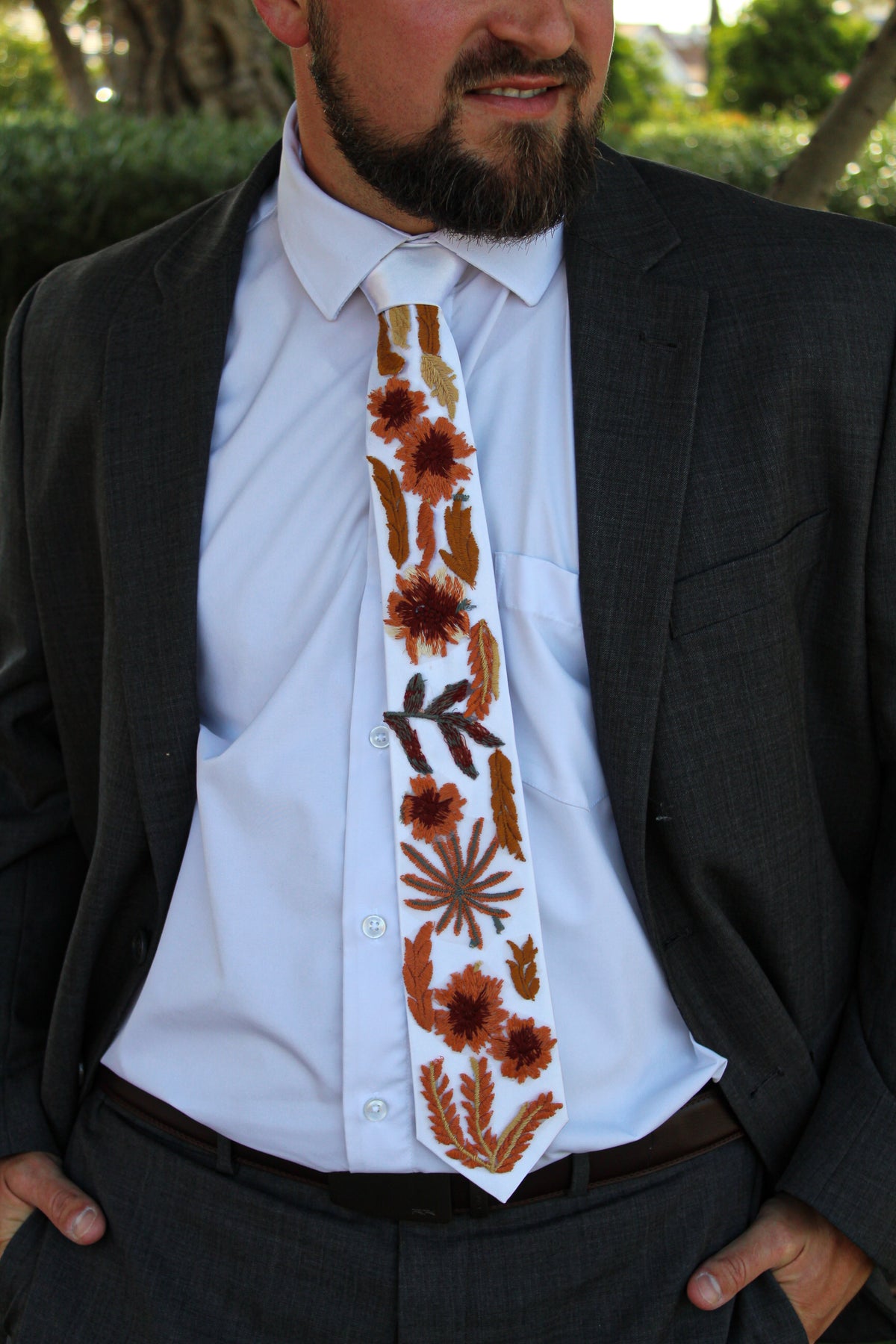Autumn Leaves Falling  | Floral Embroidery Ties