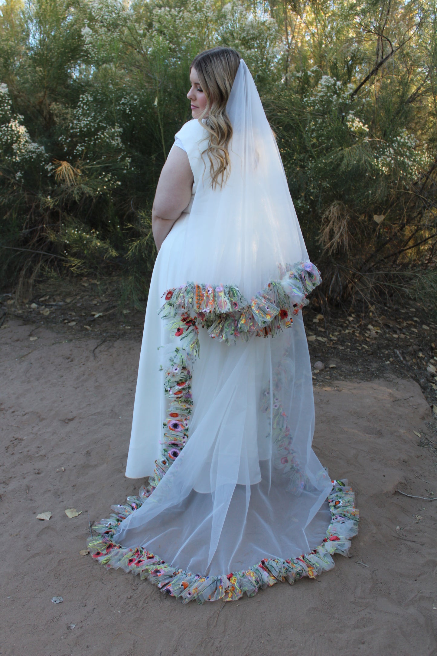 Wildflower Embroidery Ruffle Drop | Floral Wedding Veil