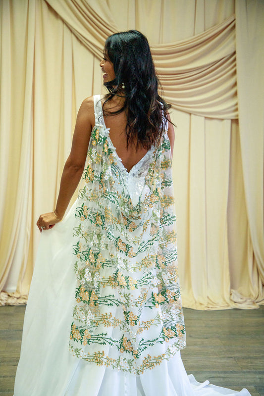 Harvest Daisies Cape | Floral Wedding Veil