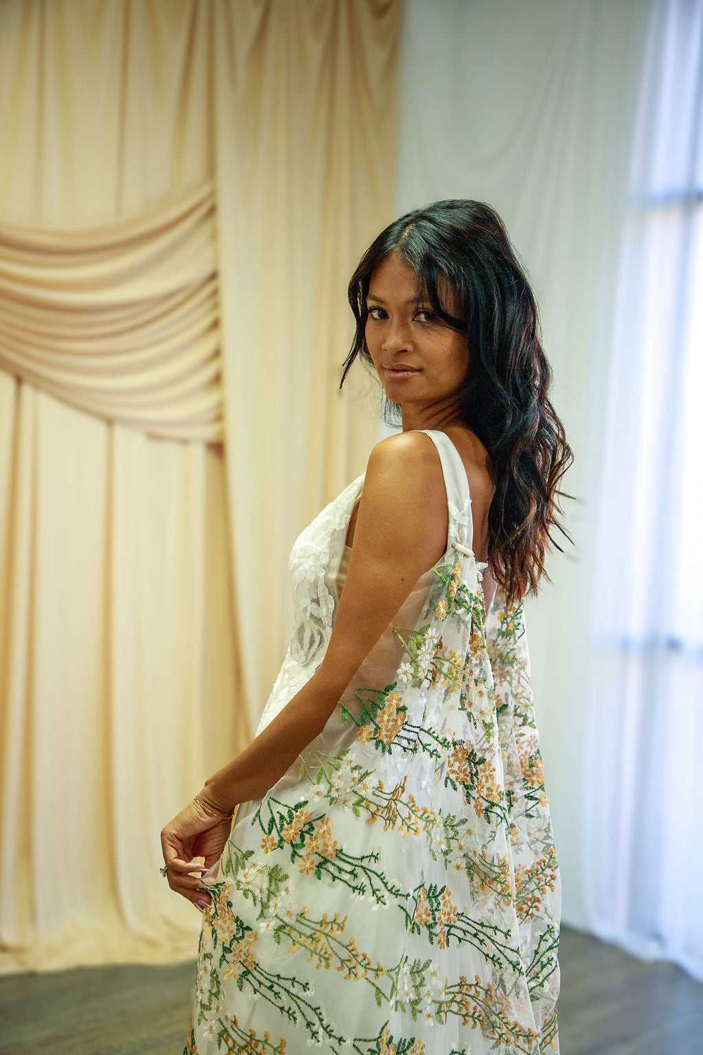 Harvest Daisies Cape | Floral Wedding Veil