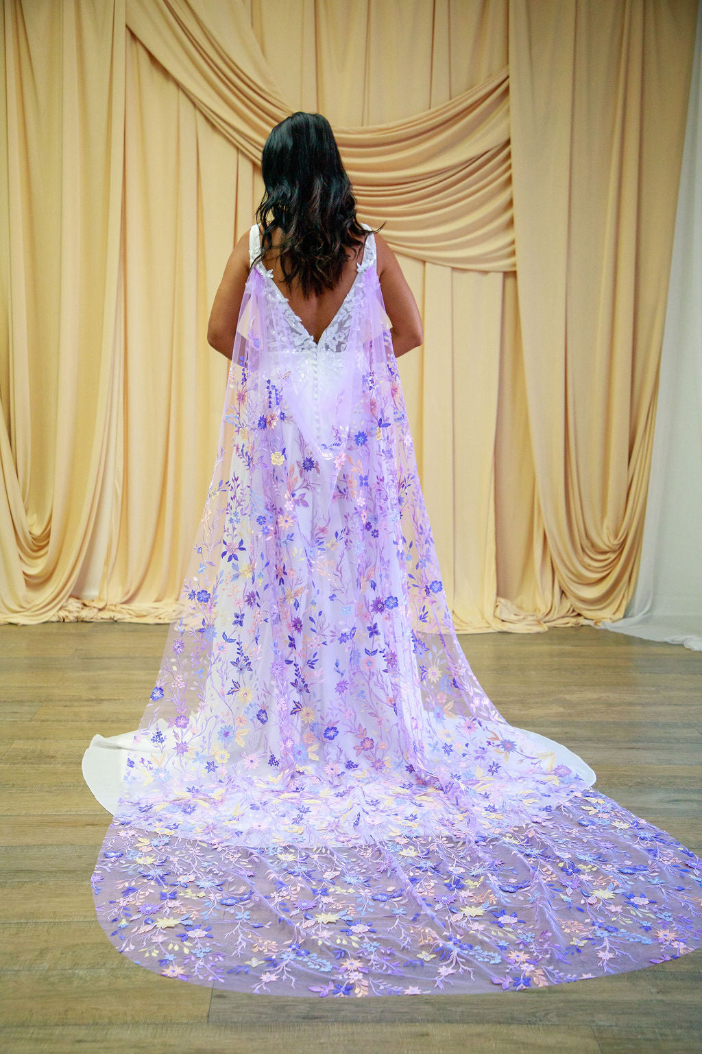 Purple Starry Night Cape | Rapunzel Tangled | Floral Wedding Veil