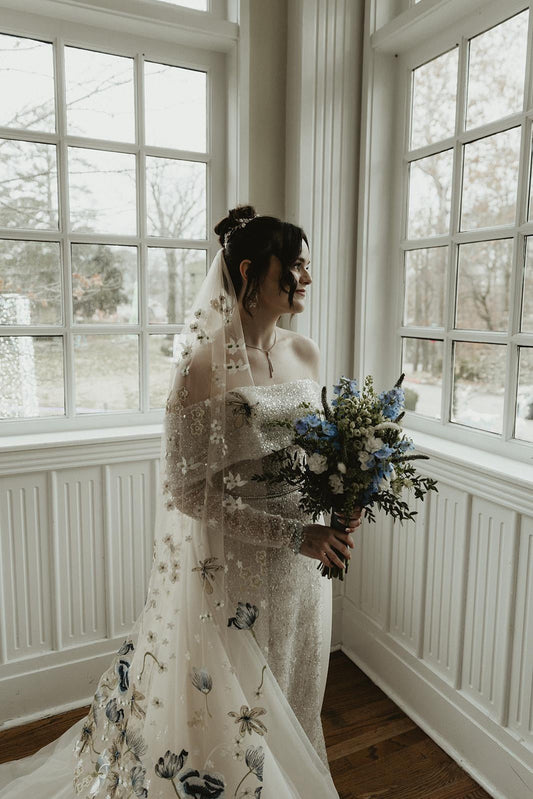 Blue Winter | Floral Wedding Veil