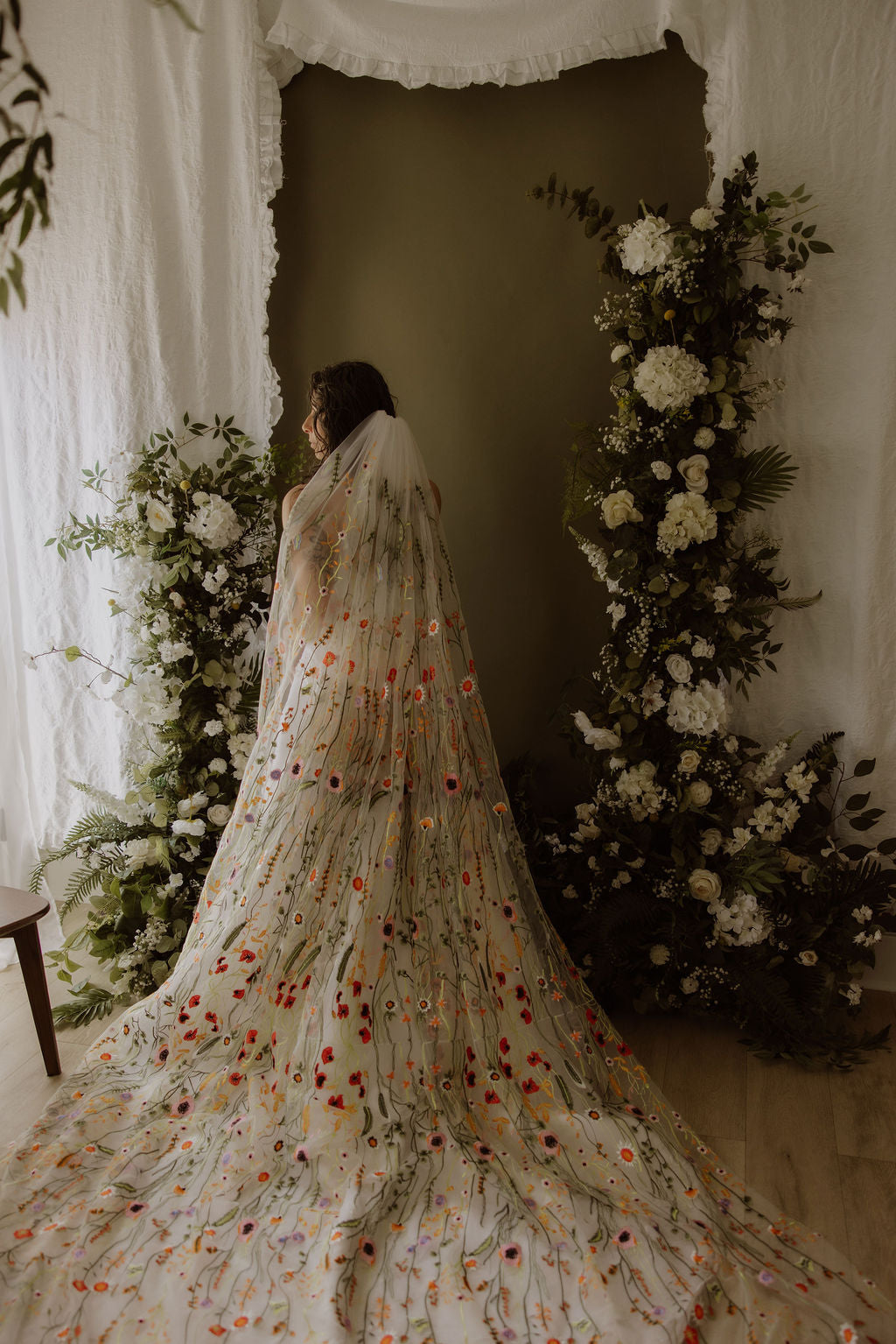 Orange Wildflower | Floral Wedding Veil