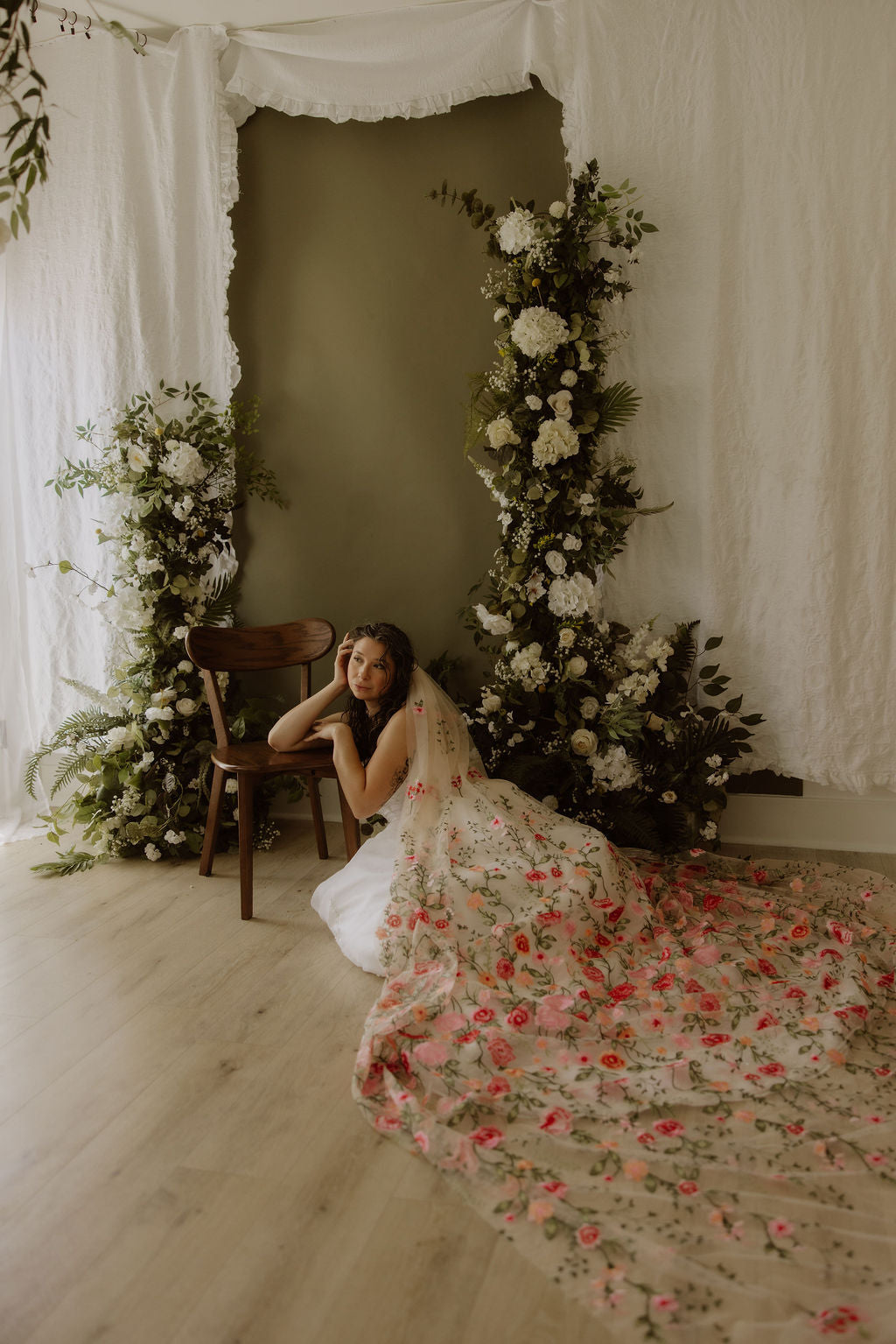 Pink Peachy Rose | Floral Wedding Veil