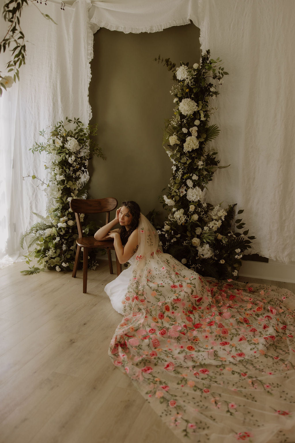 Pink Peachy Rose | Floral Wedding Veil