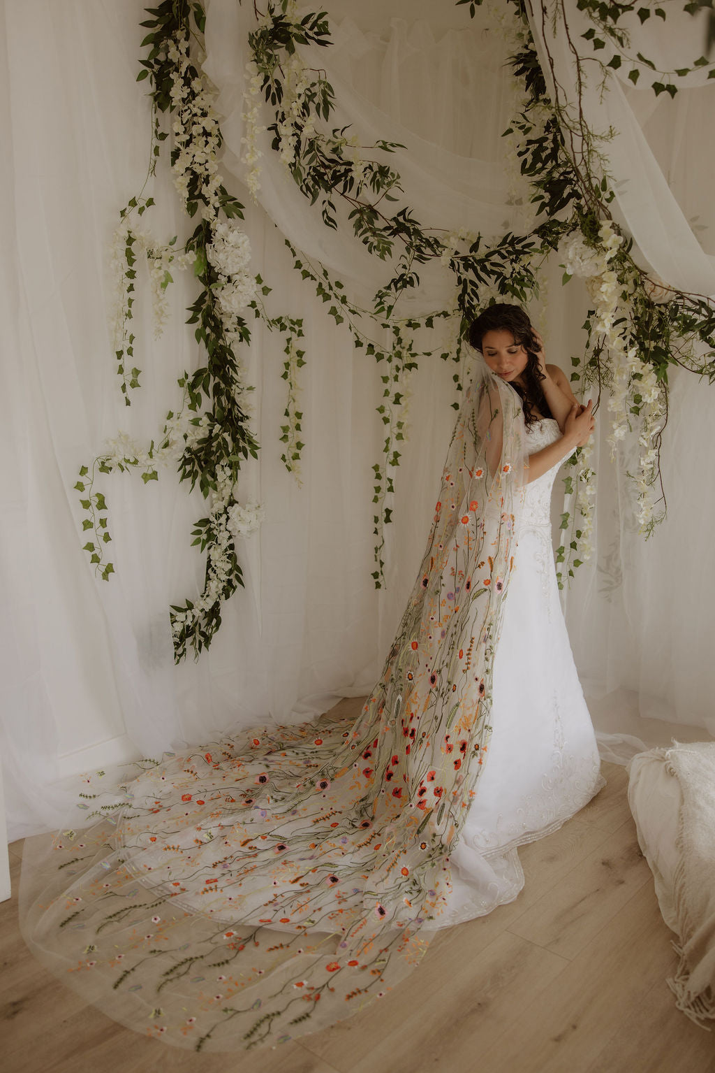 Orange Wildflower | Floral Wedding Veil