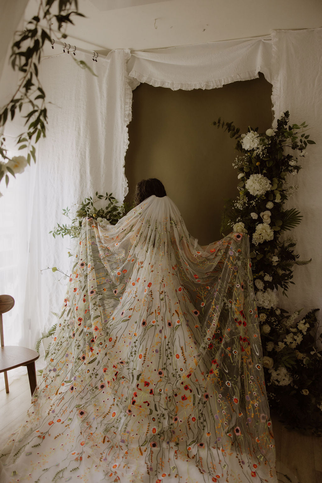 Orange Wildflower | Floral Wedding Veil