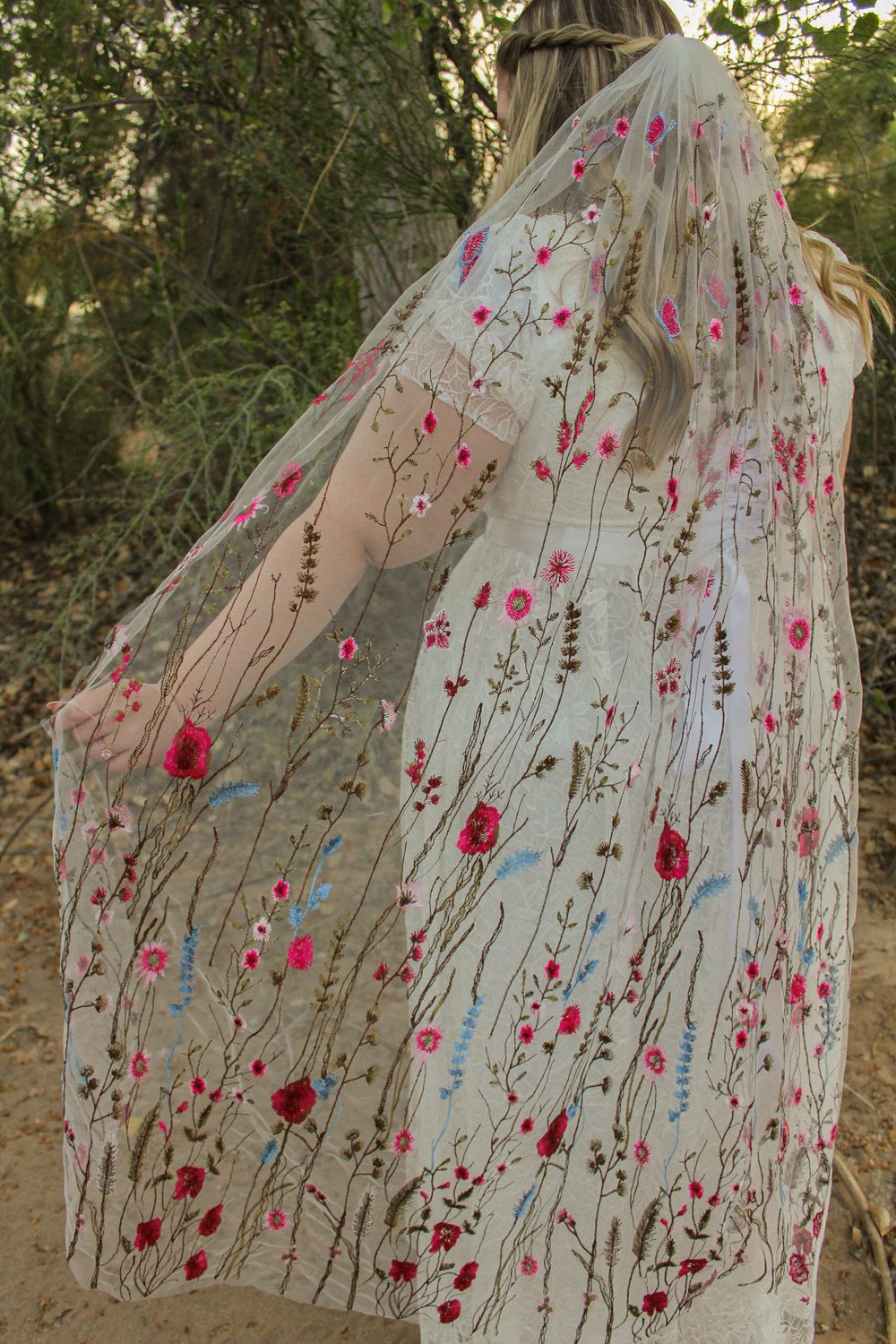 Pink Wildflower Veil